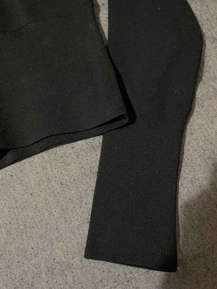 Düğmeli V Yaka Siyah Hırka/Bluz - Görsel 2