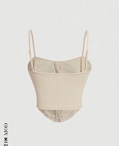 Sheinside shein askılı kurdeleli güpürlü crop
