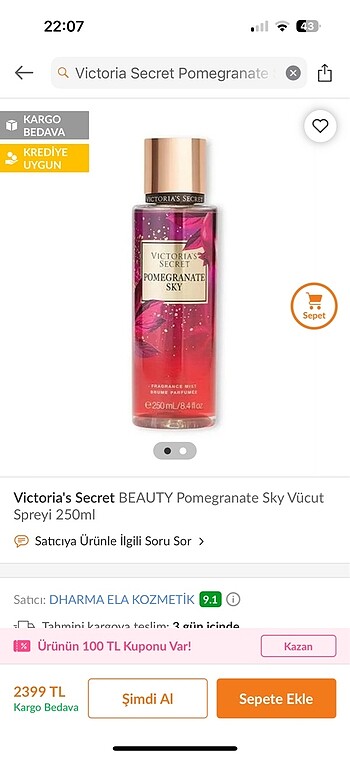 Beden Victoria secret vücut spreyi