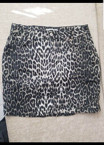 42 Beden camel Renk Leopar etek