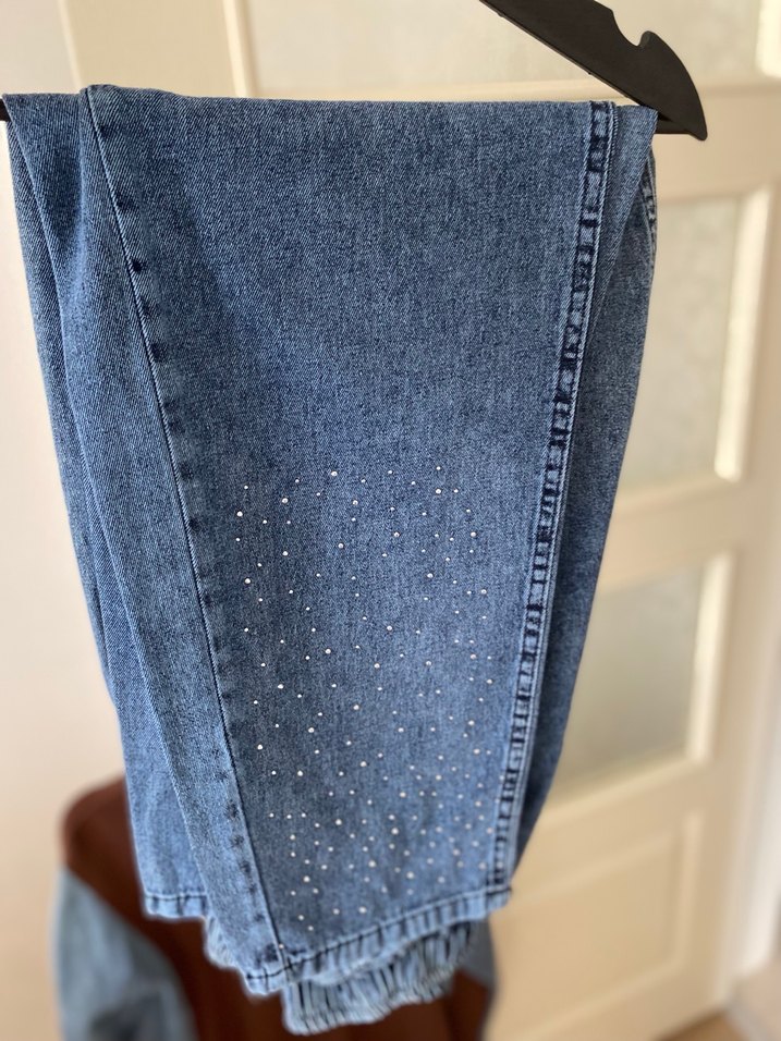 Taşlı Kot pantolon tunik ikili takım - Görsel 3