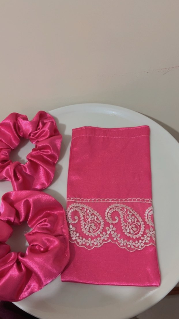 Pembe Dantel Detaylı İpek Saç Tokası Seti - Görsel 3