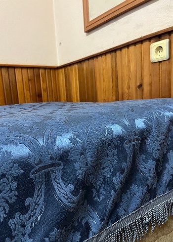Nakışlı Lacivert Gri Yatak Örtüsü - Görsel 5