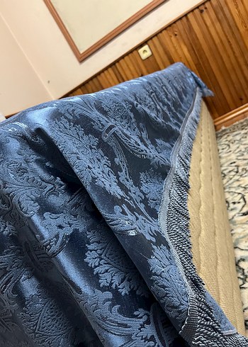 Nakışlı Lacivert Gri Yatak Örtüsü - Görsel 4