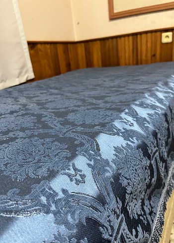 Nakışlı Lacivert Gri Yatak Örtüsü - Görsel 3
