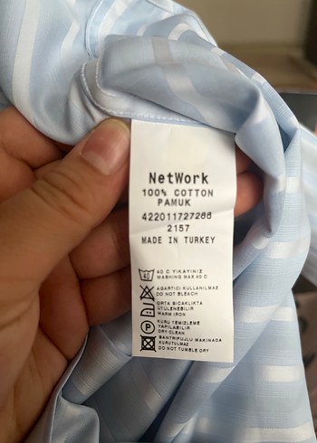 Düğmeli Gri Çizgili Erkek Gömlek network marka - Görsel 6