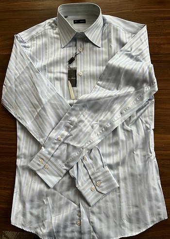 Düğmeli Gri Çizgili Erkek Gömlek network marka - Görsel 3