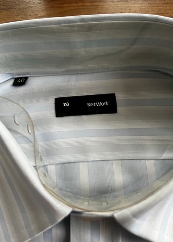 Düğmeli Gri Çizgili Erkek Gömlek network marka - Görsel 4