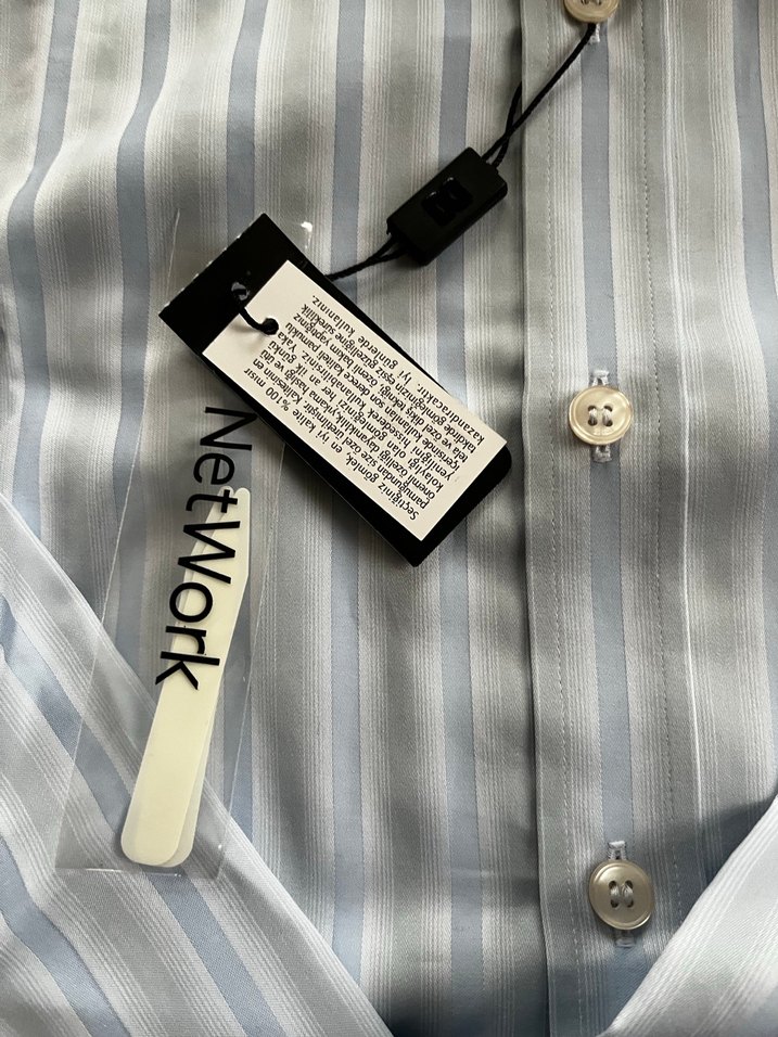 Düğmeli Gri Çizgili Erkek Gömlek network marka - Görsel 5