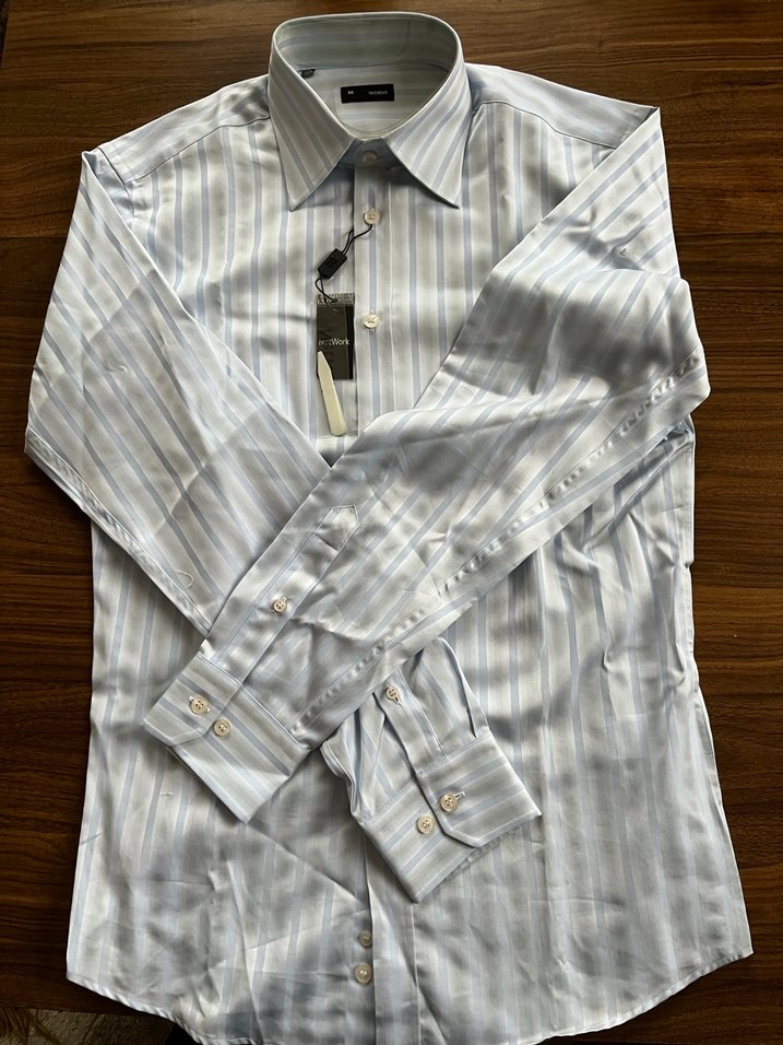 Düğmeli Gri Çizgili Erkek Gömlek network marka - Görsel 3