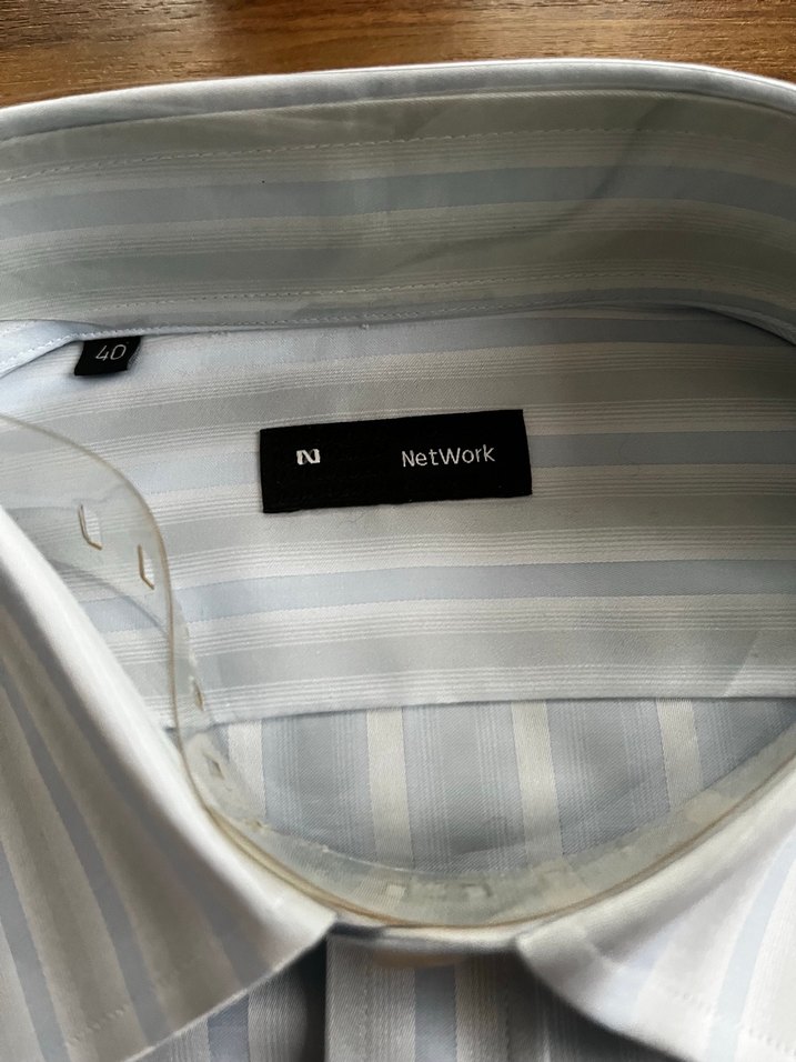 Düğmeli Gri Çizgili Erkek Gömlek network marka - Görsel 4