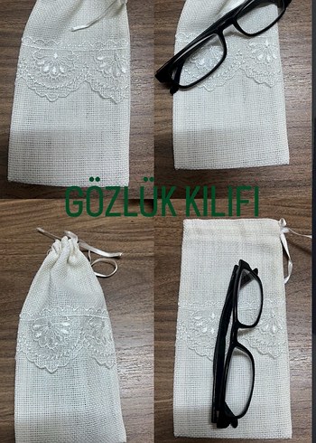 Nakışlı bej gözlük kılıfı - Görsel 2