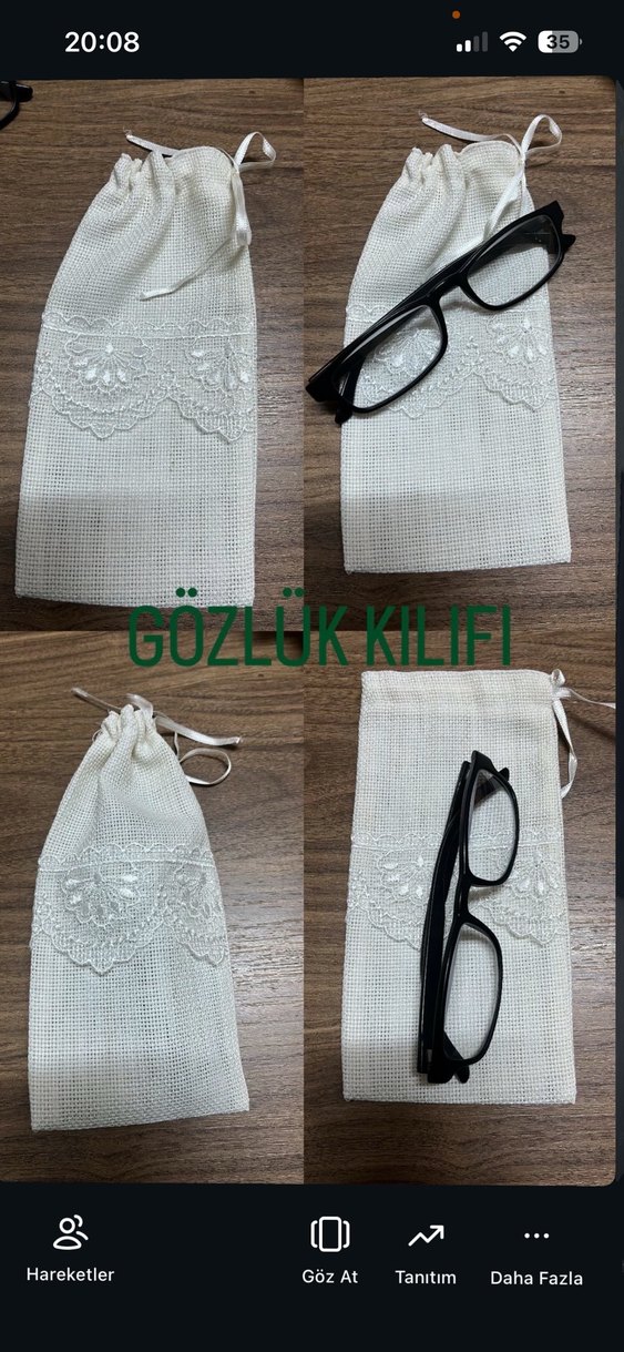 Nakışlı bej gözlük kılıfı - Görsel 2