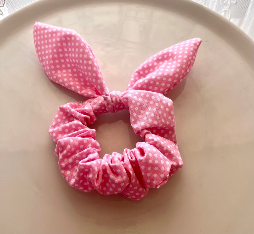 Puantiyeli Pembe Pamuklu Elastik Saç Tokası - Görsel 3