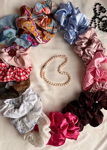 Çok Renkli İpek Görünümlü Lastikli Saç Tokaları - Görsel 3