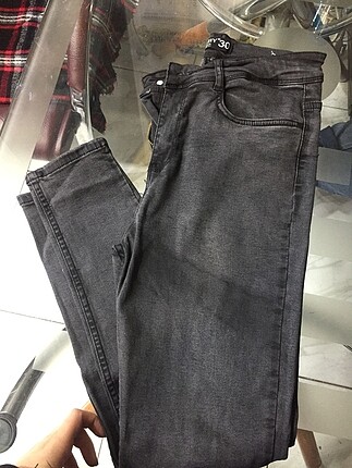 Diğer Gri dar paça jean