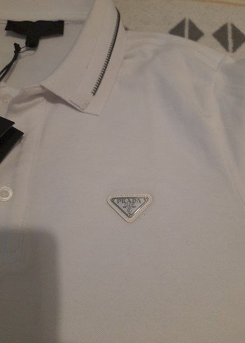 PRADA Erkek Beyaz Fermuarlı Polo Tişört - Görsel 4