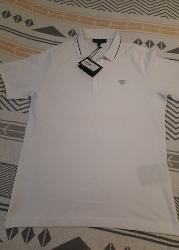 PRADA Erkek Beyaz Fermuarlı Polo Tişört - Görsel 6