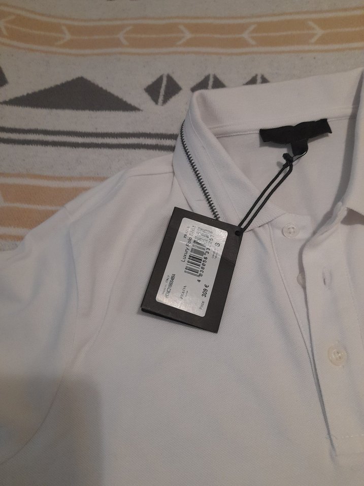 PRADA Erkek Beyaz Fermuarlı Polo Tişört - Görsel 2