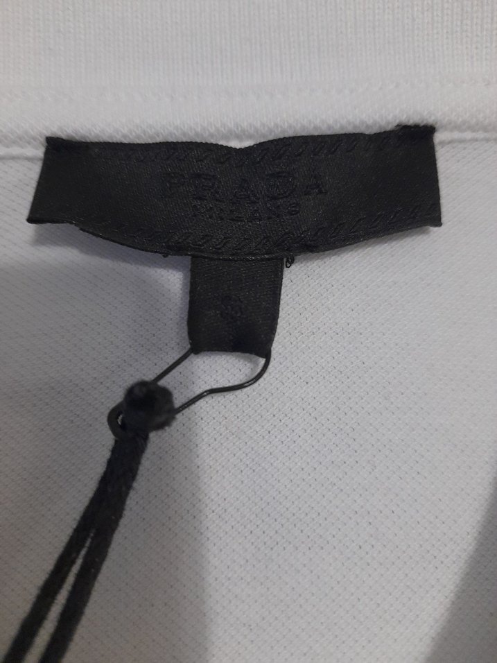 PRADA Erkek Beyaz Fermuarlı Polo Tişört - Görsel 5
