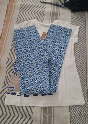 Mavi Desenli Kısa Kollu Hamile Pijama Takımı - Görsel 2