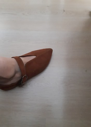 38 Beden Kahverengi Süet Tokalı Stiletto Kadın Ayakkabı