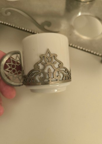 Turkuaz Top ve Gri taş 
Detaylı Kahve Fincanı Seti - Görsel 9