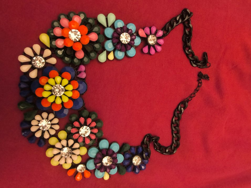 Renkli Boncuklu Çiçekli Uzun Kadın Kolye - Görsel 2