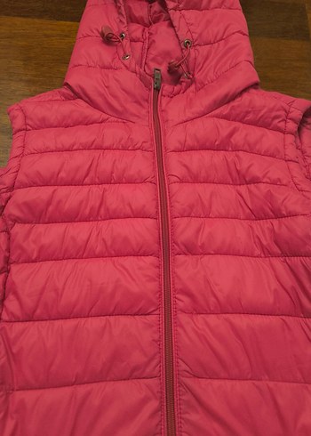 Pembe Kapüşonlu Kadın Yelek - Görsel 3