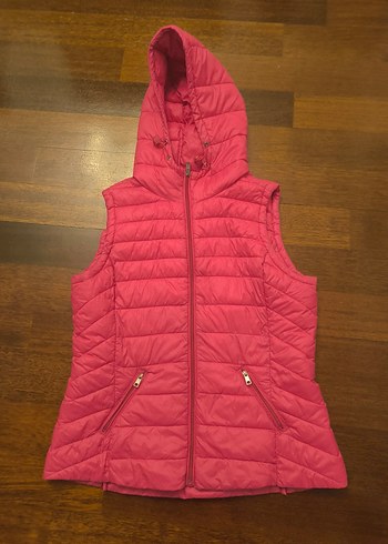 Pembe Kapüşonlu Kadın Yelek - Görsel 2