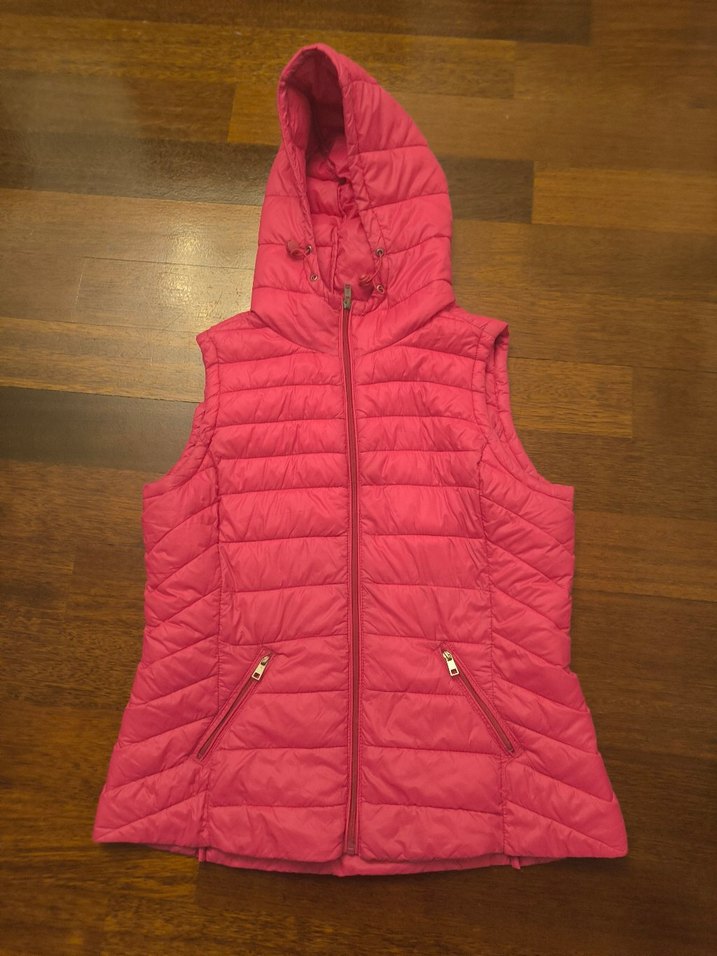 Pembe Kapüşonlu Kadın Yelek - Görsel 2