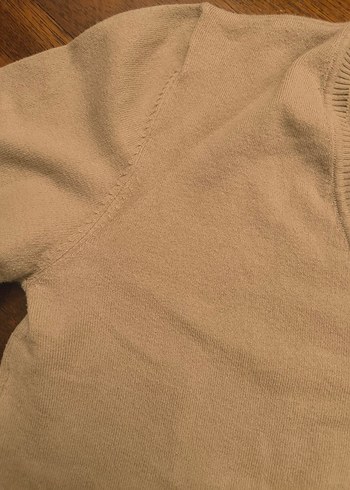 Bej V Yaka Kadın Triko Kazak - Görsel 3