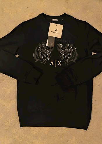 Siyah Deri Baskılı Erkek Sweatshirt - Görsel 3