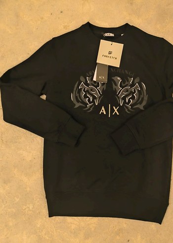 Siyah Deri Baskılı Erkek Sweatshirt - Görsel 2