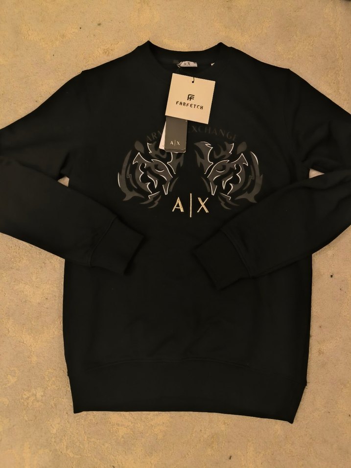 Siyah Deri Baskılı Erkek Sweatshirt - Görsel 3