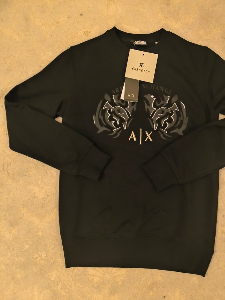 Siyah Deri Baskılı Erkek Sweatshirt - Görsel 2