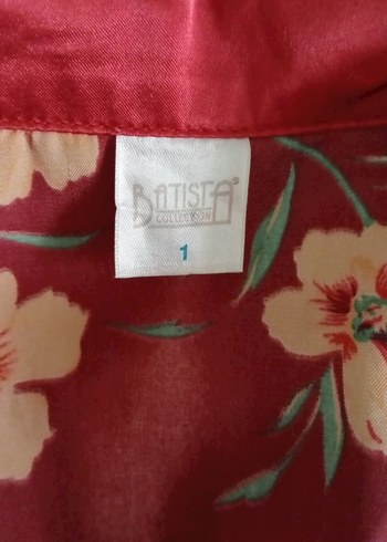 38 Beden Bordo Çiçek Desenli Kadın Saten Pijama Takımı