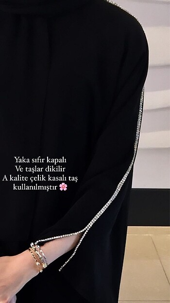 m Beden siyah Renk taşlı abaya