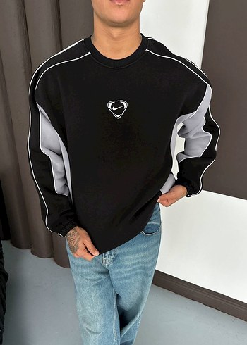 OVERSİZE VİNTAGE SİYAH SWEATSHİRT - Görsel 2