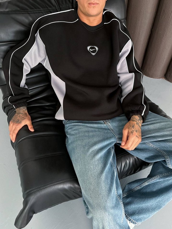 OVERSİZE VİNTAGE SİYAH SWEATSHİRT - Görsel 4