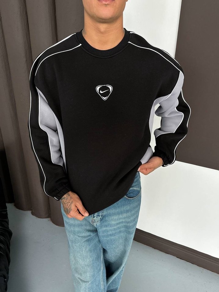 OVERSİZE VİNTAGE SİYAH SWEATSHİRT - Görsel 2