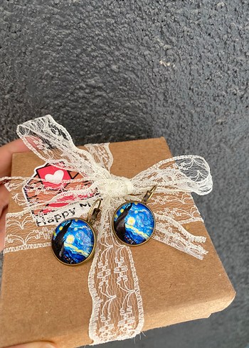 Beden mavi Renk Van gogh küpe