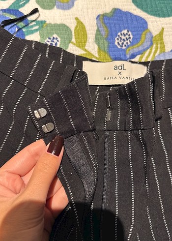 xs Beden siyah Renk Siyah çizgili Bol Kesim Kadın Kumaş Pantolon