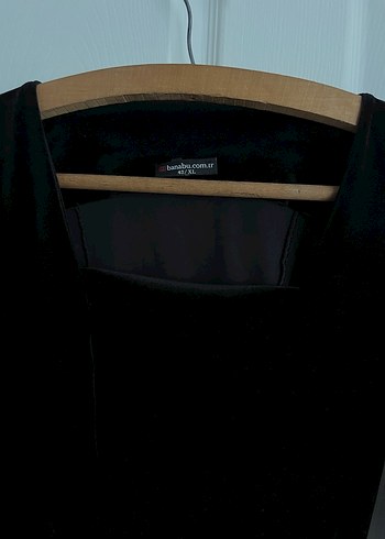 Siyah Kare Yaka Uzun Kollu Mini Kadife  Elbise - Görsel 2