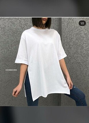 Oversiize Duble Kol Yirtmacli TShirt 