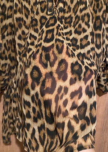 Leopar Desenli Kadın Bluz ipekyol - Görsel 4