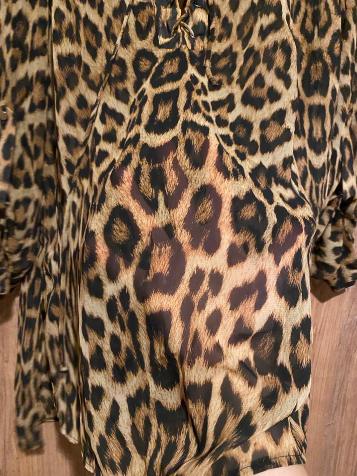 Leopar Desenli Kadın Bluz ipekyol - Görsel 4