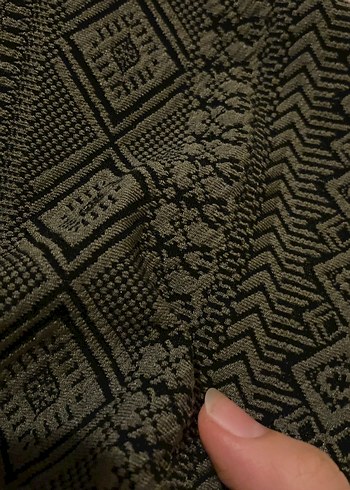 Örgü Desenli Haki Mini Etek - Görsel 2