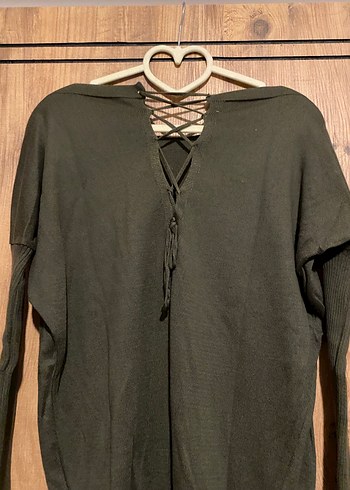 Gri Uzun Kollu Kadın Triko Kazak - Görsel 2