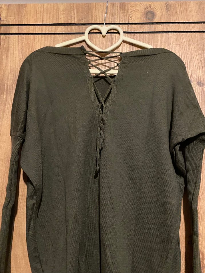 Gri Uzun Kollu Kadın Triko Kazak - Görsel 2